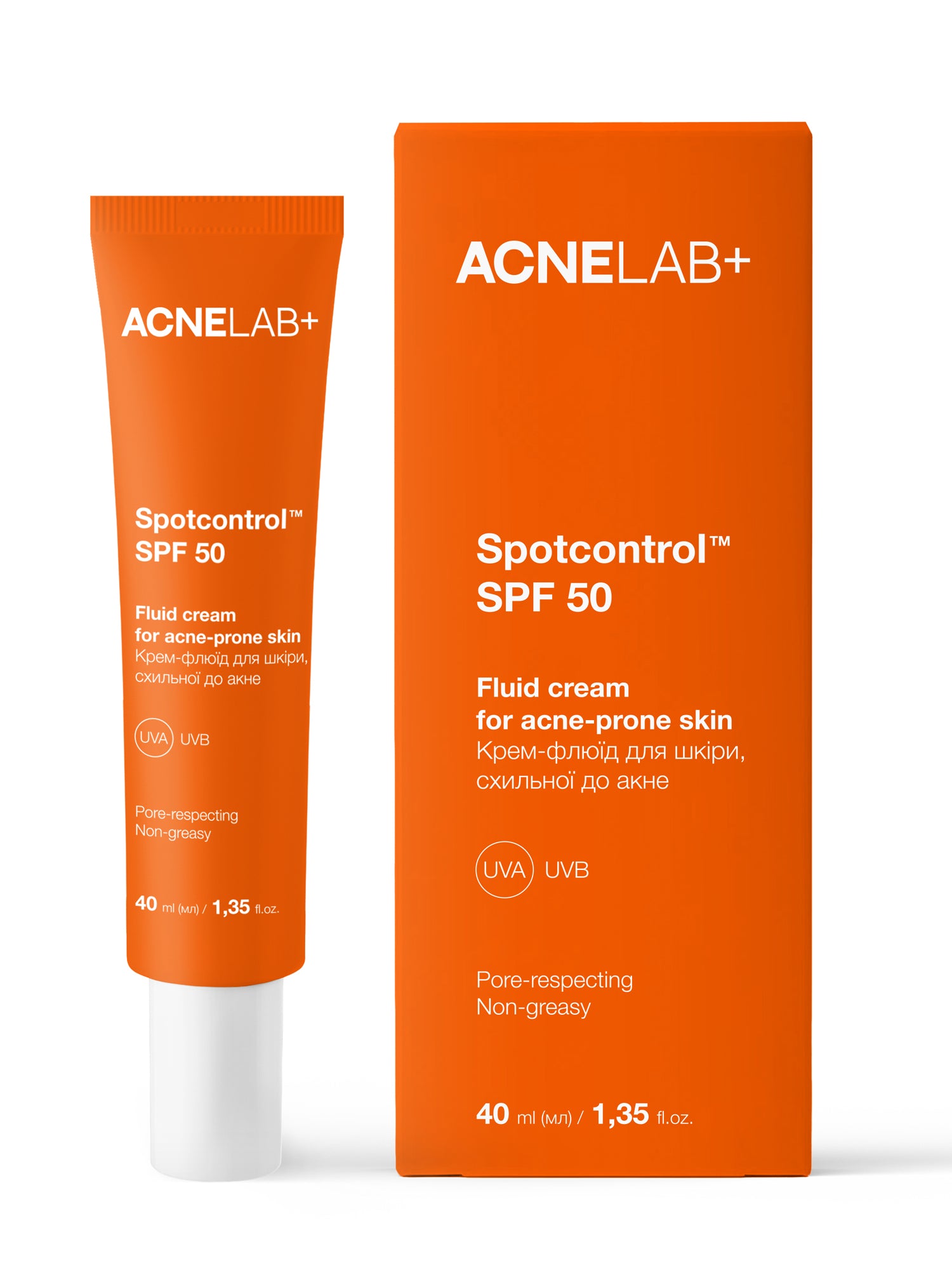 Крем-флюїд для шкіри, схильної до акне Spotcontrol SPF 50 Fluid cream for acne-prone skin ACNELAB+